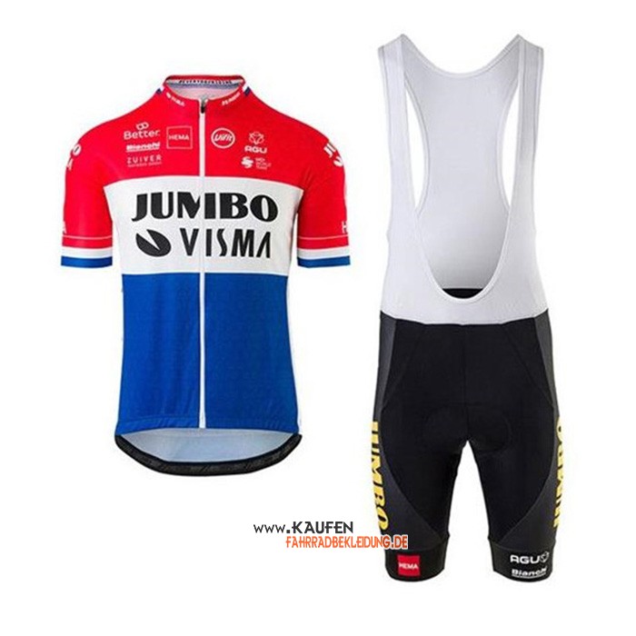 Jumbo Visma Kurzarmtrikot 2020 und Kurze Tragerhose Rot Wei Blau